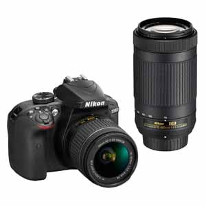 Nikon D3400 Digital SLR Camera with 24.2 Megapixels and 18-55mm and 70-300mm Lenses Included