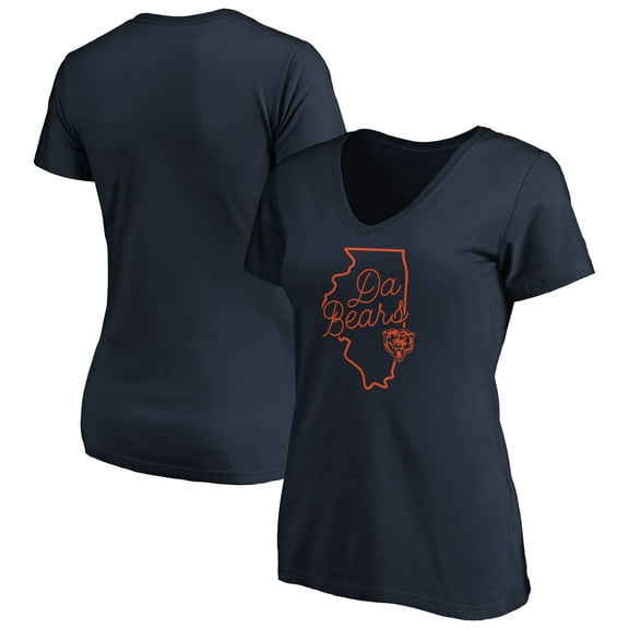 Women's Navy Chicago Bears Script V-Neck T-Shirt
