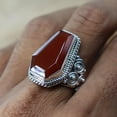 thumbnail image 3 of Red Garnet Ring, 925 Sterling Silver Ring, Handmade Ring, Garnet Ring, Coffin Shaped Ring, Statement Ring, Anniversary Ring, Gift Her Ring,., 3 of 3
