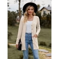 thumbnail image 2 of Women's brushed pit striped solid color long-sleeved cardigan jacket for women, 2 of 6