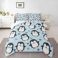 thumbnail image 2 of Manfei Cartoon Animal Lover Queen Comforter Set, Antarctic Penguin Print Bedding Comforter Set, Blue Love Heart Bedding Set, Super Cozy Room Decor, 3-Piece, 2 of 8