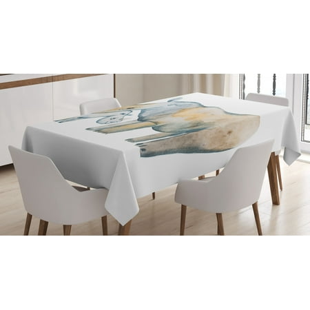 

Hippo Tablecloth Mother and Baby Two Hippos Drawn with Watercolor Effect in Pastel Colors Rectangular Table Cover for Dining Room Kitchen 52 X 70 Inches Blue Grey Tan and White by Ambesonne