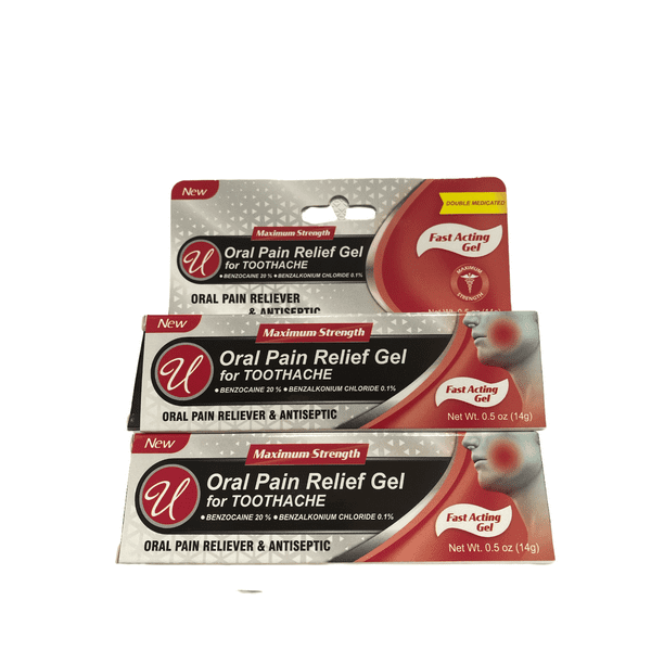 U-Oral Pain Relief Gel For Toothache Antiseptic Maximum Strength Pack