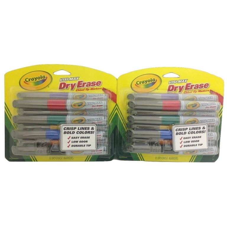 Crayola Visi-Max Dry-Erase Chisel Tip Markers, Black, 4-Count