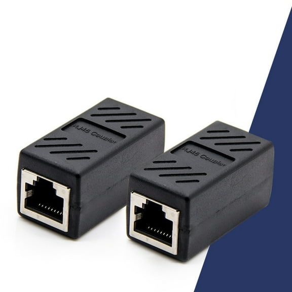 Raindrops 2Pcs Ethernet Cable Extension Adapter Network Cable Extender ABS Black Extends Cable Length