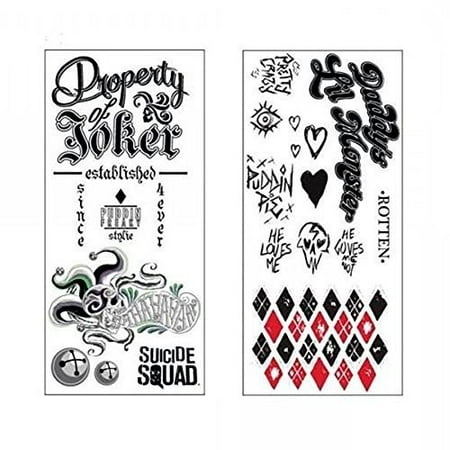 DC Comics Suicide Squad Harley Quinn Joker Temporary Tattoos