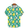 thumbnail image 2 of Mens Casual Manga Corta Botón Abajo Camisas Pascua Impresión Solapa Camisa Poliéster Top de Moda para Hombres, Cuello Redondo Blusa Casual para el Trabajo, el Ocio Y las Vacaciones, 2 of 9