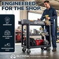 thumbnail image 5 of Olympia Tools Heavy Duty Utility Work Cart | 2 in 1 Convertible 3 Shelf to Flat Top Workstation | 660 lb Capacity, HDPE Frame, Ladder Hook, 4 Swivel Wheels | Tool Carts for Garage & Maintenance, 5 of 9