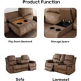 thumbnail image 2 of PonLiving 2 Pieces Recliner Sofa Set, Fabric Recliner Sofa and Loveseat Sets for Living Room Furniture Sets, Brown Reclining Sofa Set for Living Room/Office/Theater Seating, 2 of 5