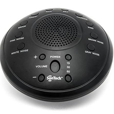 White Noise Machine Clock SonTech- White Noise Sound Machine - 10 Natural Soothing Sound Tracks – Multiple Timer Settings - Battery or Adapter Charging Options ()