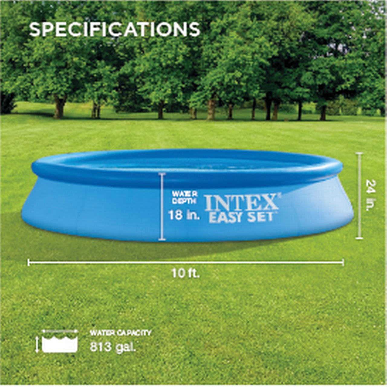 Intex 28116EH Round 10' X 2' Easy Set Inflatable Above Ground Portable Outdoor Pool for Kids and Adults, Blue - image 2 of 9