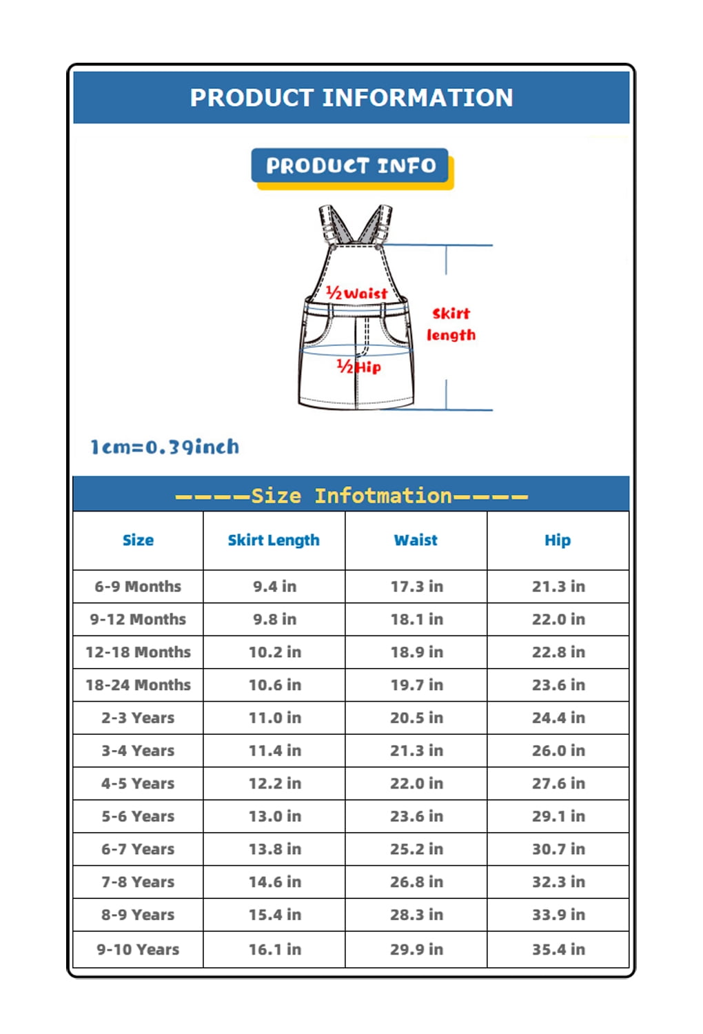 KIDSCOOL SPACE Girls Denim Skirts,Baby Girls Ripped Soft Stretchy Jeans Overall Dress,Light Blue,6-9 Months