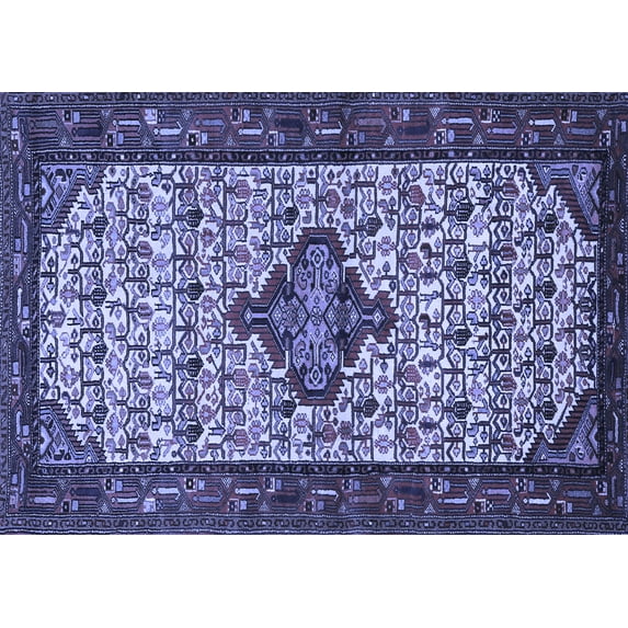 Ahgly Company Machine Washable Indoor Rectangle Persian Blue Traditional Area Rugs, 6' x 9'