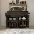 Black Rolling Kitchen Island with Drop Leaf, Mobile Storage