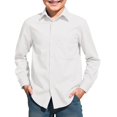 thumbnail image 2 of Back to School Shirt Long Sleeve Collared Button Down Solid Dress Shirts Comfortable Breathable Causal Preppy T Shirts, 160, 2 of 5