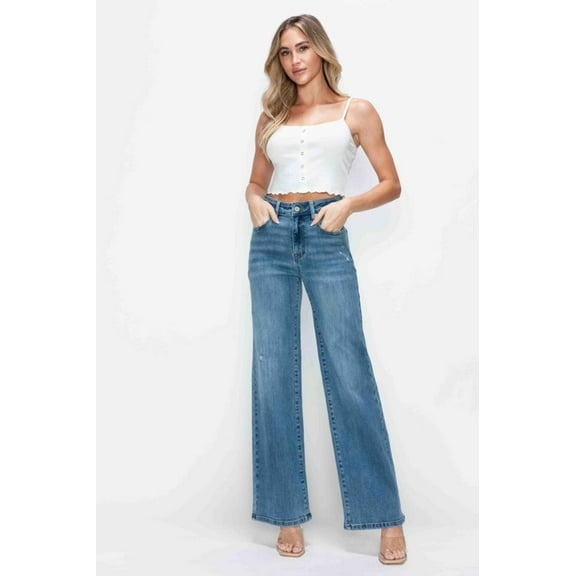 High Rise Wide Leg Jeans with Pockets