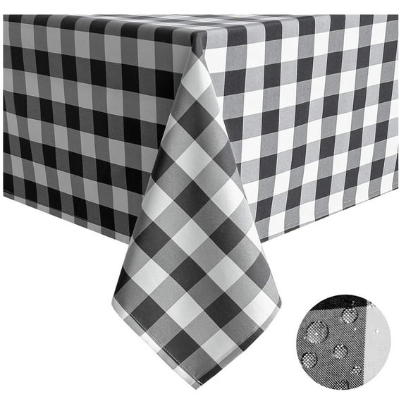 Tektrum Waterproof 60" x 84" Classic Camping Picnic Checkered Polyester Microfiber Tablecloth