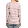thumbnail image 4 of kaprioy Womens 3/4 Length Sleeve Tops Striped Boatneck Shirt Breton French Cotton Tees Pink, S, 4 of 5