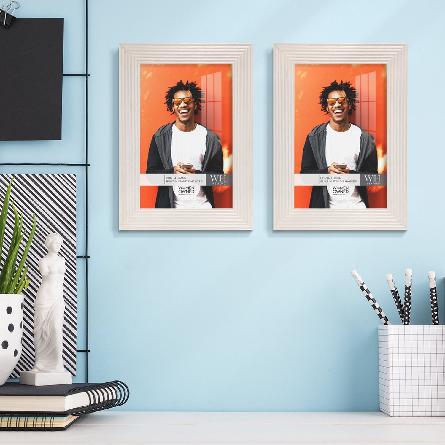 Grooved 4 in. x 6 in. White Picture Frame (Set of 2)