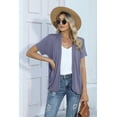 thumbnail image 4 of HOWCOME Women’s Cardigans Loose Fit Short Sleeve Beach Cover Up with Slouchy Pockets (X-Large,Grayish Purple), 4 of 8