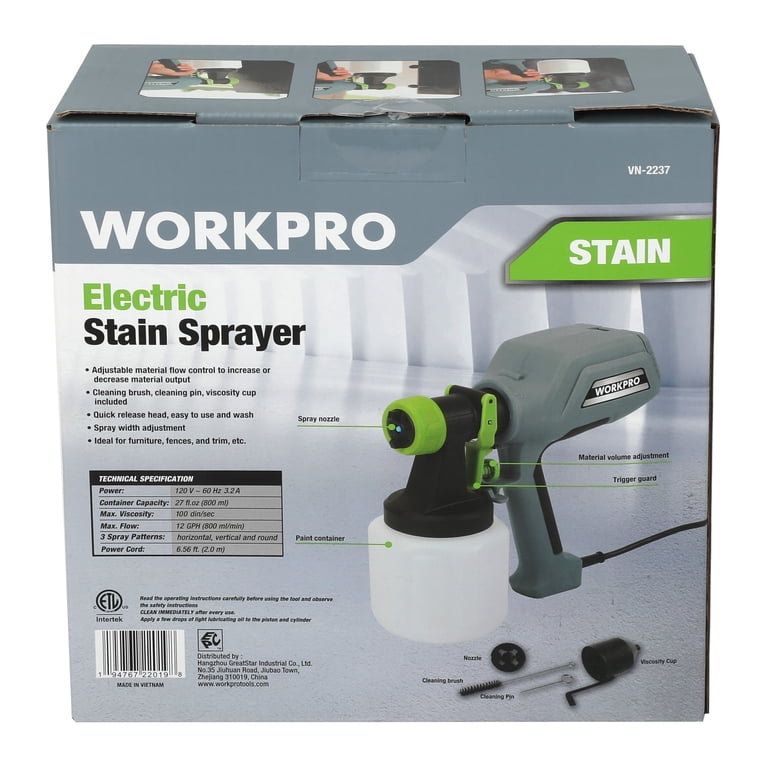 WORKPRO Electric Stain Sprayer, 1.8mm Nozzle - Walmart.com