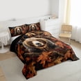 thumbnail image 3 of Feelyou 3D Brown Bear Full Size Comforter Sets, Farmhouse Autumn Leaves Bedding Sets, 3pcs, 3 of 8