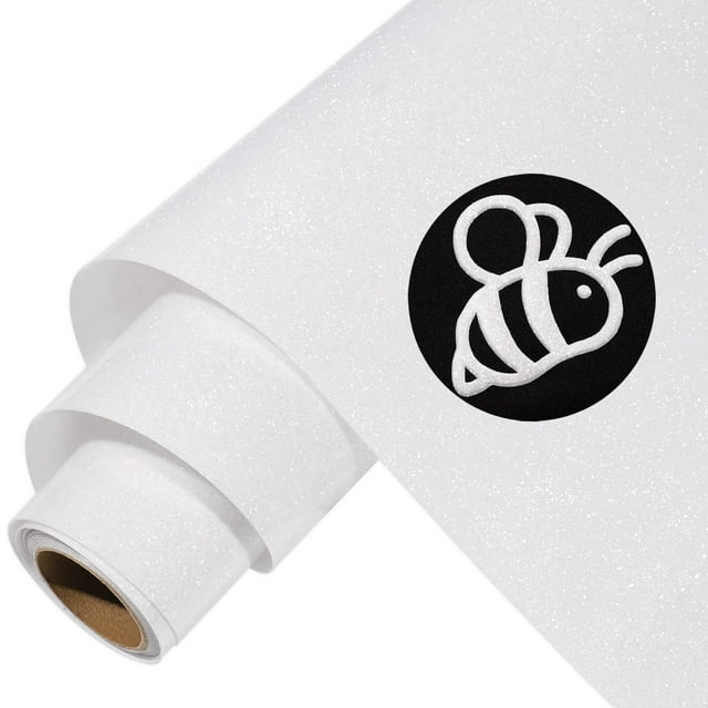 Rollo de vinilo de transferencia de calor WRAPXPERT Puff Purpurina, blanco, 10 x 5 pies