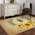 thumbnail image 4 of Sunflowers Kitchen Runner Rug 2.7x5 Washable Runners for Hallway Non Slip Farmhouse Bees Spring Summer Watercolor Floral Leaf Large Area Rug Indoor Floor Carpet for Bathroom Laundry Entryway Bedroom, 4 of 8