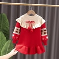 thumbnail image 4 of KYAIGUO Baby Girls Knit Sweater Dress Toddler Knitted Skirt Infant Knit Long Sleeve A-Line Casual Christmas Knitwear for 9M-6Y, 4 of 7
