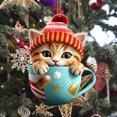 thumbnail image 6 of Lilixerw Christmas Cat in Mug Ornament,Acrylic Cute Pattern Hanging Decoration for Christmas Tree,Festival Party Supplies,Car Home Decor, 6 of 8