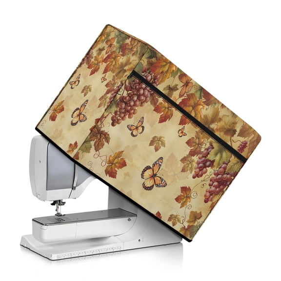 HELLHERO Butterfly and Maple Leaf Pattern Sewing Machine Cover for Extra Accessories Durable Washable Dustproof Cover