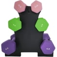 thumbnail image 3 of OUYAWEI Ensemble d'Haltères en Néoprène Colorés 3 5 8 Lb Étui de Rangement Gym à Domicile, 3 of 6