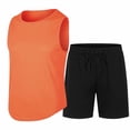 thumbnail image 4 of Tqyyweavej Men's 2 Piece Mesh Beach Outfits Sleeveless Solid Color Square Neck Tank Tops and Drawstring Wide Leg Board Shorts with Pockets for Running, 4 of 10