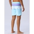 thumbnail image 3 of DARING DIVA Men's Drawstring Waist Pool Beach Striped Swimming Shorts 34 Sky Blue, 3 of 6