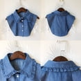 thumbnail image 5 of Women Detachable Lapel Collar Ruffles False Half Shirt Blouse Denim, 5 of 6