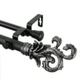 thumbnail image 3 of 1" Dia Adjustable 28"-48" Double Curtain Rod with Jerrick Finials - Black,(100-06-282-D), 3 of 3