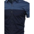 thumbnail image 3 of FashionOutfit Men's Color Block Button Down Short Sleeve Shirt, 3 of 3