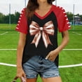 thumbnail image 1 of LVHAOGJOB T-Shirts Amples pour Femmes Imprimé Col en V Chemises Quotidiennes Hauts à Manches Courtes, 1 of 5