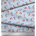 thumbnail image 2 of Soimoi Blue Cotton Duck Fabric Leaves & Berries Fruits Print Fabric by the Yard 42 Inch Wide, 2 of 3