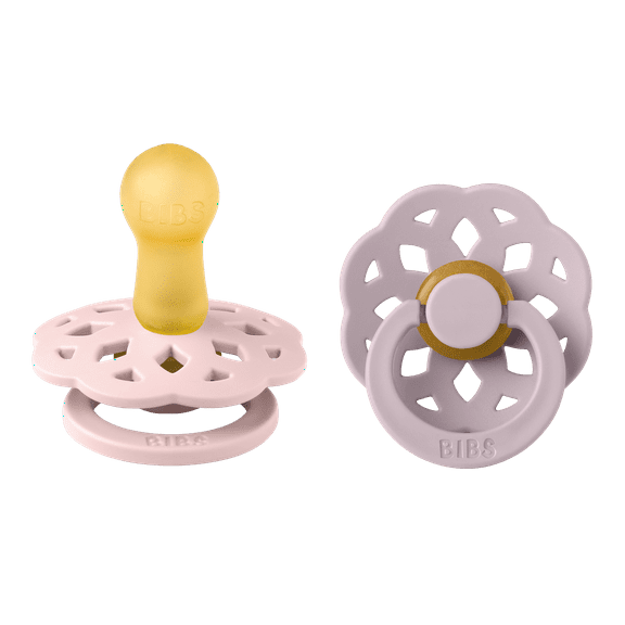 BIBS Pacifier Boheme Latex Size 2, 6-18 Months, Blossom/Dusky Lilac, 2 pack