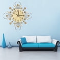 thumbnail image 3 of Reloj de pared silencioso moderno de metal con diamantes y flores, arte mural 3D, decoración para oficina, casa y sala de estar (dorado), 3 of 3
