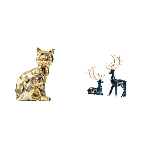 Figura de escritorio,Estatua de gato en estante,escritorio,oficina,decoración del hogar,Estatua de ciervo alce,Figuras de ciervos y alces,decoración para el hogar,estatuas de resina,Figura