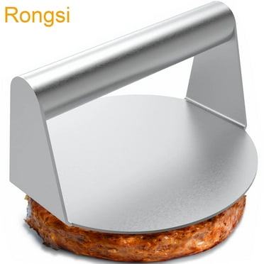 Rongsi Stainless Steel Burger Press, 6.29 Inch Round Burger Smasher, Non-Stick Smooth Hamburger Press Flat Bottom Without Ridges, Bacon Press, Grill Press Perfect for Flat Top Griddle Grill Cooking
