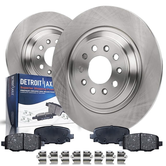 Detroit Axle - Rear Brake Kit for 2014-2023 Jeep Cherokee 2015 2016 2017 2018 2019 2020 2021 2022 Disc Brake Rotors Ceramic Brake Pads: 12.60" Rotors