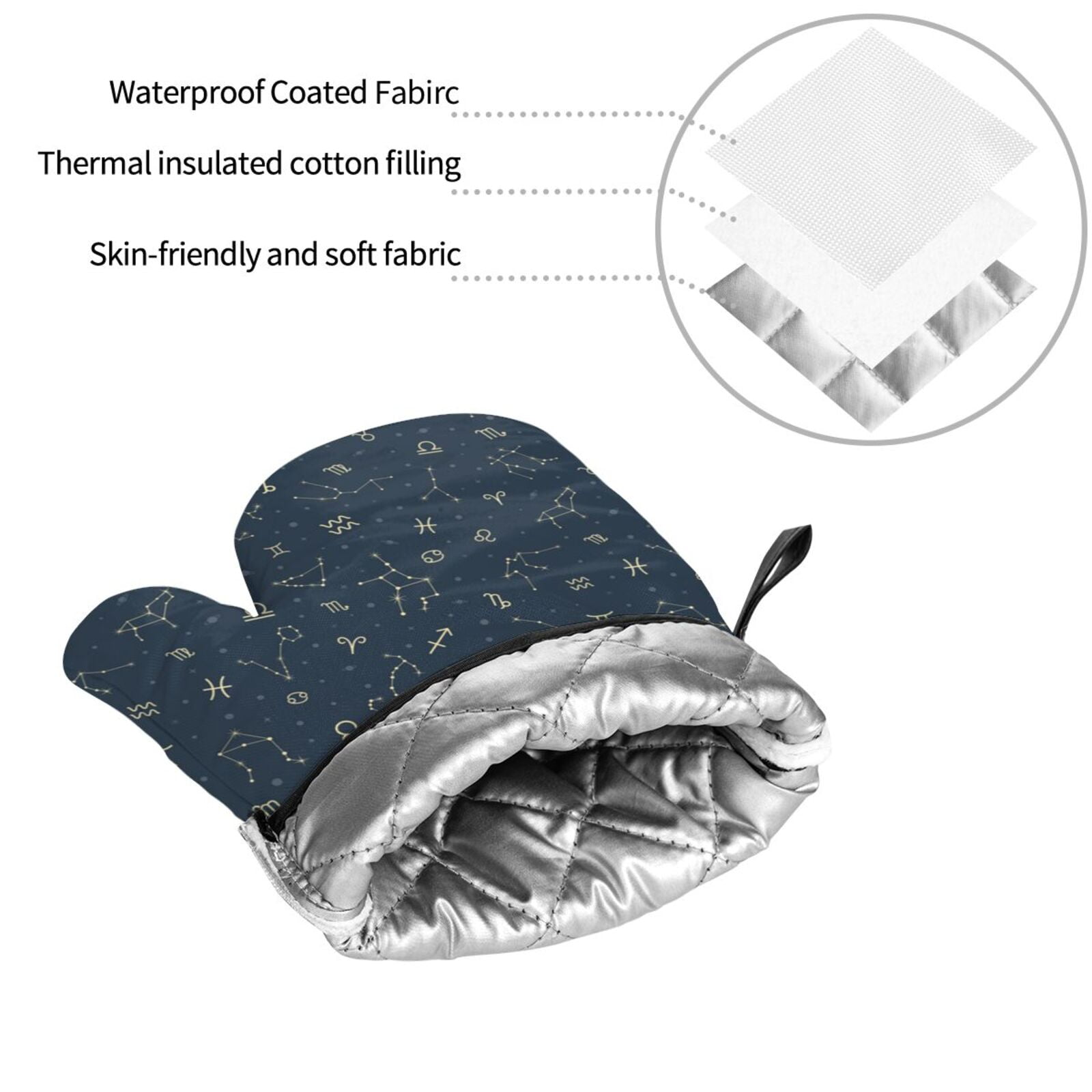 Zodiac Symbols Star Constellation 4Pcs Oven Mitts and Pot Holders Sets Oven Kitchen Gloves Hot Pads for Cooking BBQ Baking Grilling