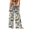thumbnail image 6 of Byworldtasic Women's Chiffon Lightweight Sun Protection Beach Pants Cover Pants Wide Leg Bohemian Style Printed Pants, 6 of 7