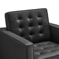 thumbnail image 2 of Contemporary Modern Urban Designer Living Room Lounge Club Lobby Accent Side Chair Armchair, Faux Vinyl Leather, Black Silver, 2 of 9
