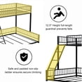 thumbnail image 5 of Twin XL Over Queen Bunk Bed, Convertible Queen Bunk Beds with Safety Guard Rails, Metal Floor Bunk Bed Frame with Ladder for Dormitory Bedroom, No Box Spring Needed（Black), 5 of 7