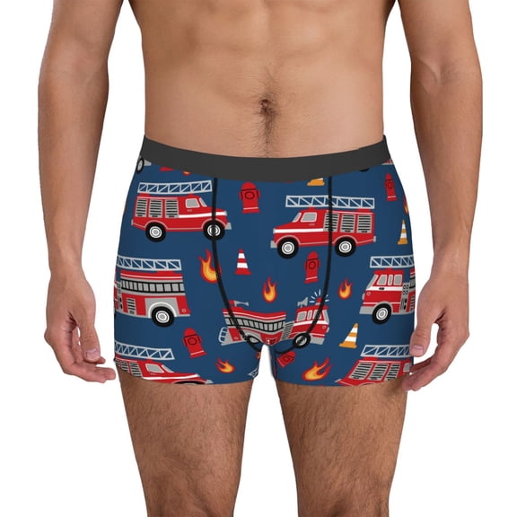 Xecao Fire Truck 1 Print Men's Underwear Boxer Briefs Pack - Your ComfortSoft, Moisture-Wicking, and Breathable Choice for Men's Underwear-Small