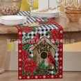 thumbnail image 1 of New Red Poinsettia Christmas Table Flag Snowflake Decorative Vintage Linen Tablecloth Tablecloth, 1 of 7